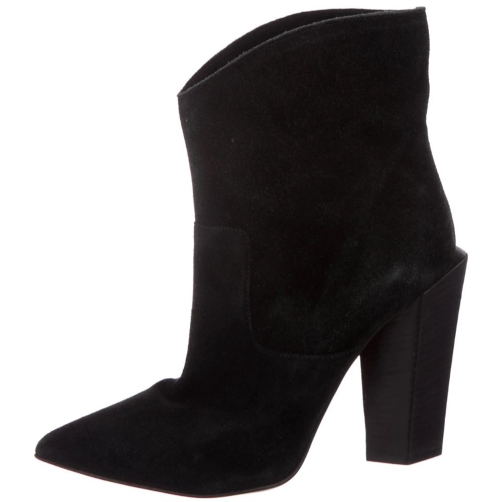 Fendi Pointed Toe Black Suede Ankle Boots